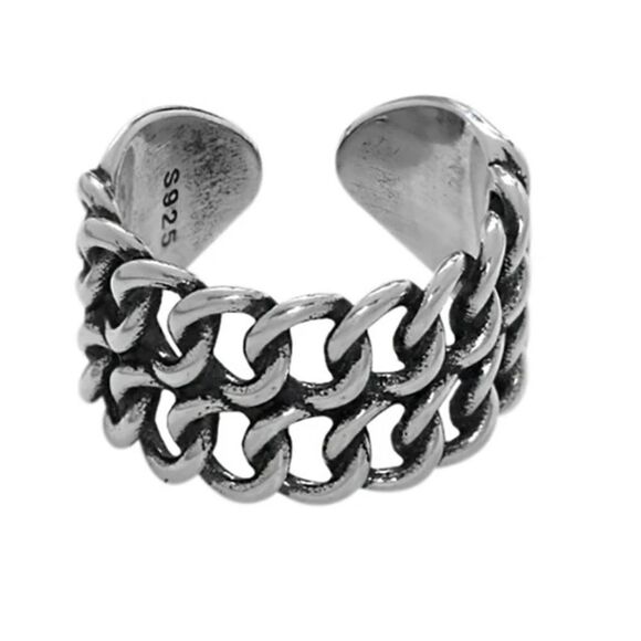 The Double Link Punk Ring in antiqued 925 silver. - Picture 3 of 10